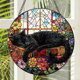Rngmsi atrapasoles gato negro frontal mostrando diseño y color para decorar ventanas
