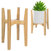 Rnined soporte de bambú frontal mostrando diseño estable y elegante