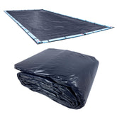 Robelle cubierta frontal 16 x 32 ft mostrando solape y color azul marino para protección