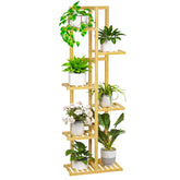 ROMGUAR CRAFT vista frontal del soporte mostrando siete macetas y estética natural