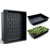 RooTrimmer vista frontal del pack de 10 bandejas, ahorro de espacio