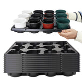 RooTrimmer vista frontal de bandeja 12 celdas, seguridad al transportar macetas