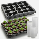 RooTrimmer kit completo mostrando macetas y bandejas para inicio eficiente