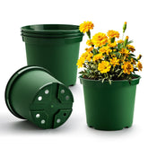 RooTrimmer pack de 5 macetas frontales mostrando forma y color verde, ideal para organizar viveros