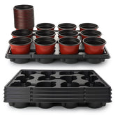 RooTrimmer bandeja frontal con 12 macetas organizadas para trasplante rápido