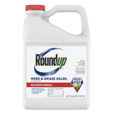 Roundup envase 2.5 gal mostrando diseño frontal y capacidad