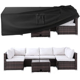 Ruimoy funda frontal cubriendo mesa y sillas, protección completa contra lluvia