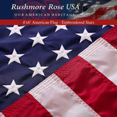 Rushmore Rose USA bandera 4x6 vista frontal, aspecto patriótico duradero