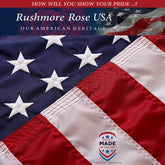 Rushmore Rose USA vista frontal de la bandera 2.5x4, apariencia nítida y patriótica