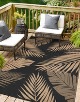 sarben vista frontal de la alfombra mostrando diseño palm leaf y durabilidad