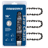 SawWorks cadena frontal empaque mostrando compatibilidad y beneficio durabilidad