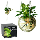 SCANDINORDICA vista frontal de la maceta disco ball dorada, añade estilo brillante