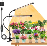 SDOVUERC vista frontal del producto y empaque que muestra doble cabezal, ideal para cultivo interior