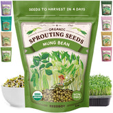 Seedboy empaque frontal mostrando semillas mung y ventaja de cultivo rápido