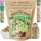 Seedboy frente del empaque mostrando mezcla proteica y beneficio de germinación fácil