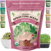 Seedboy paquete frontal mostrando semillas orgánicas y beneficio de cultivo rápido