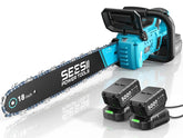 Seesii motosierra frontal mostrando barra y empuñadura para control seguro