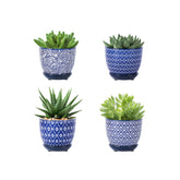 Selamica maceta frontal azul vintage muestra diseño y tamaño práctico