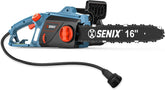 SENIX caja frontal mostrando la motosierra y beneficios de potencia