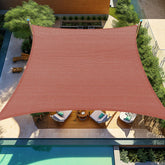 Shade&Beyond vista frontal de la vela 16'x20' mostrando cobertura y color rust red