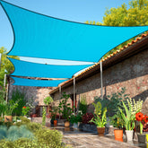 ShadeMart vista frontal del toldo rectangular mostrando cobertura y color turquesa