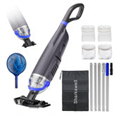 Sharkswell aspiradora frontal mostrando el equipo y accesorios, limpieza rápida