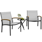 Shintenchi conjunto bistró frontal mostrando sillas y mesa, resistente y elegante