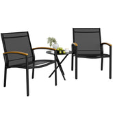 Shintenchi conjunto bistró frontal mostrando sillas y mesa, ideal para relax exterior