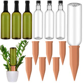 SiliFine vista frontal del set con 6 espigas y 6 botellas, solución práctica de riego