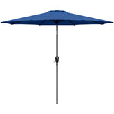 Simple Deluxe vista frontal del toldo azul mostrando protección solar y diseño