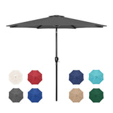 Simple Deluxe vista frontal de la sombrilla 9' protegiendo mesa y sillas