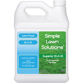Simple Lawn Solutions botella frontal 1 galón mostrando etiqueta y cobertura