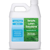 Simple Lawn Solutions frente del envase mostrando botella y dosificación, facilita aplicación precisa