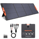 SOKIOVOLA panel frontal mostrando 220W y diseño plegable para máxima portabilidad