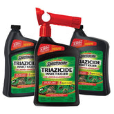 Spectracide Triazicide frente del envase mostrando etiqueta y tamaño, protección efectiva