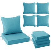 Summsun vista frontal del juego de cuatro cojines teal ideal para renovar patio