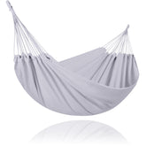 SUNCREAT hamaca doble frontal mostrando tamaño y color gris claro para relax
