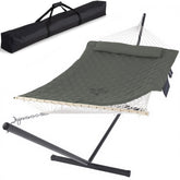 SUNCREAT hamaca frontal en gris verde mostrando conjunto completo y comodidad