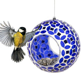 Sunnydaze Decor comedero mosaico frontal mostrando colores lavanda y brillo decorativo