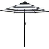 Sunnyglade sombrilla frontal en rayas negro y blanco mostrando sombra amplia