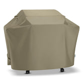 SunPatio funda frontal taupe protegiendo parrilla al aire libre para mayor durabilidad