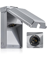 SURAIELEC caja frontal exterior mostrando montaje y protección contra lluvia