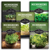 SURVIVAL GARDEN SEEDS paquete frontal muestra variedades y beneficios