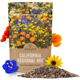 SWEET YARDS bolsa frontal mostrando mezcla California Wildflower para cubrir áreas grandes