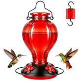 Tegarbed comedero frontal de cristal rojo que atrae colibríes y decora