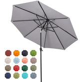 Tempera sombrilla frontal gris mostrando cobertura amplia y protección