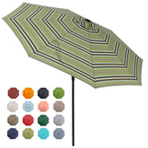 Tempera vista frontal con diseño grass stripe protegiendo comedor exterior
