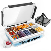 TENDWARE LIFE frente del contenedor Snackle Box mostrando cierre seguro y diseño práctico