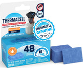 Thermacell empaque frontal mostrando refills Backpacker y beneficio protección