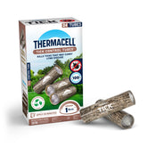 Thermacell empaque frontal mostrando 24 tubos para control de garrapatas, protección del patio